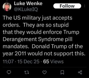 luke wenke antimilitary antiamerican x twitter screenshot 2025