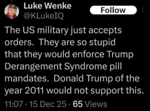 luke wenke antimilitary antiamerican x twitter screenshot 2025