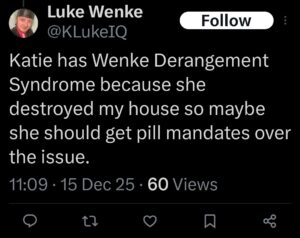 luke wenke katie obsession x twitter screenshot 2025