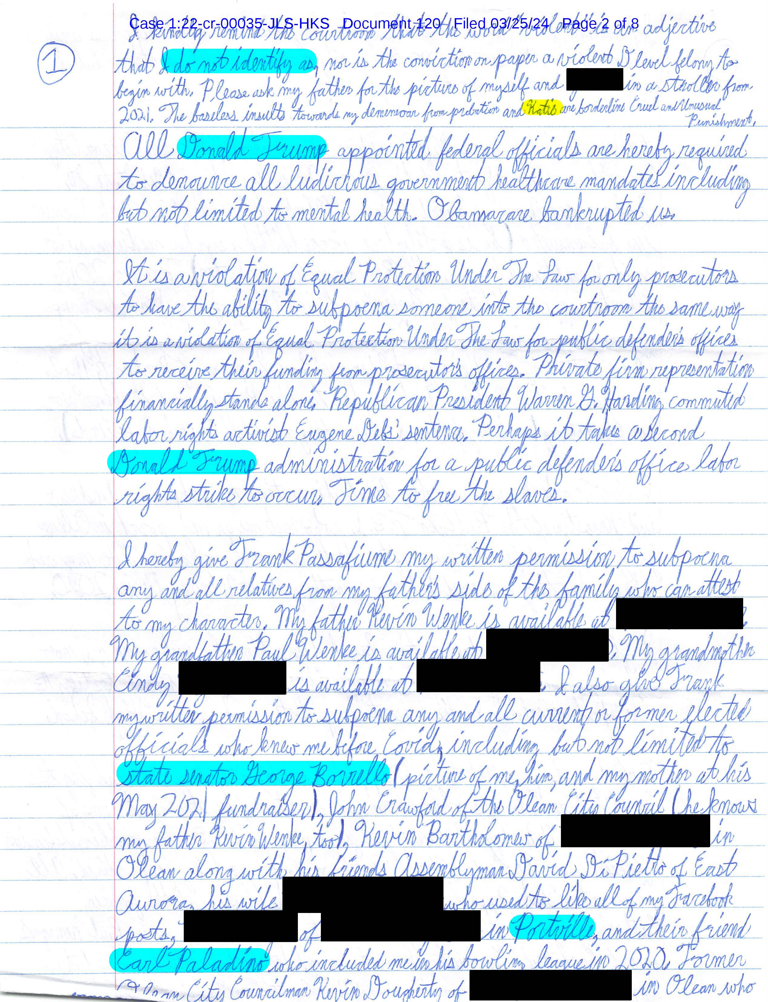 Luke Wenke’s March 25, 2024 letter naming Benjamin Ryan Teeter, Larry Sharpe, Vermin Supreme, Buffalo FBI, and other individuals.