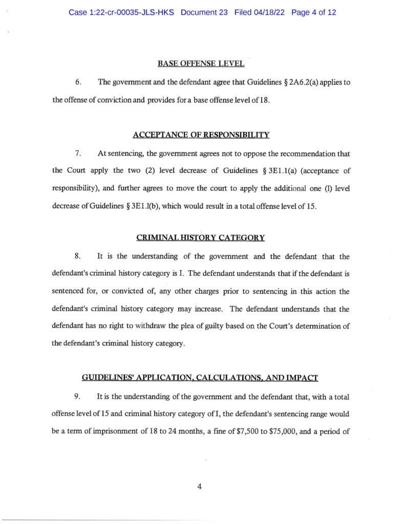 usa v. luke wenke cyberstalking plea agreement april 2022