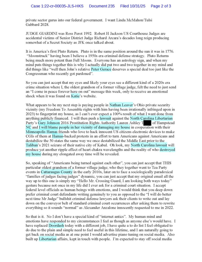 a harassing email from luke wenke to judge john sinatra 10/31/2025