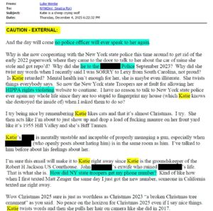 luke wenke email saying he wants to jam pills up my cunt december 2025