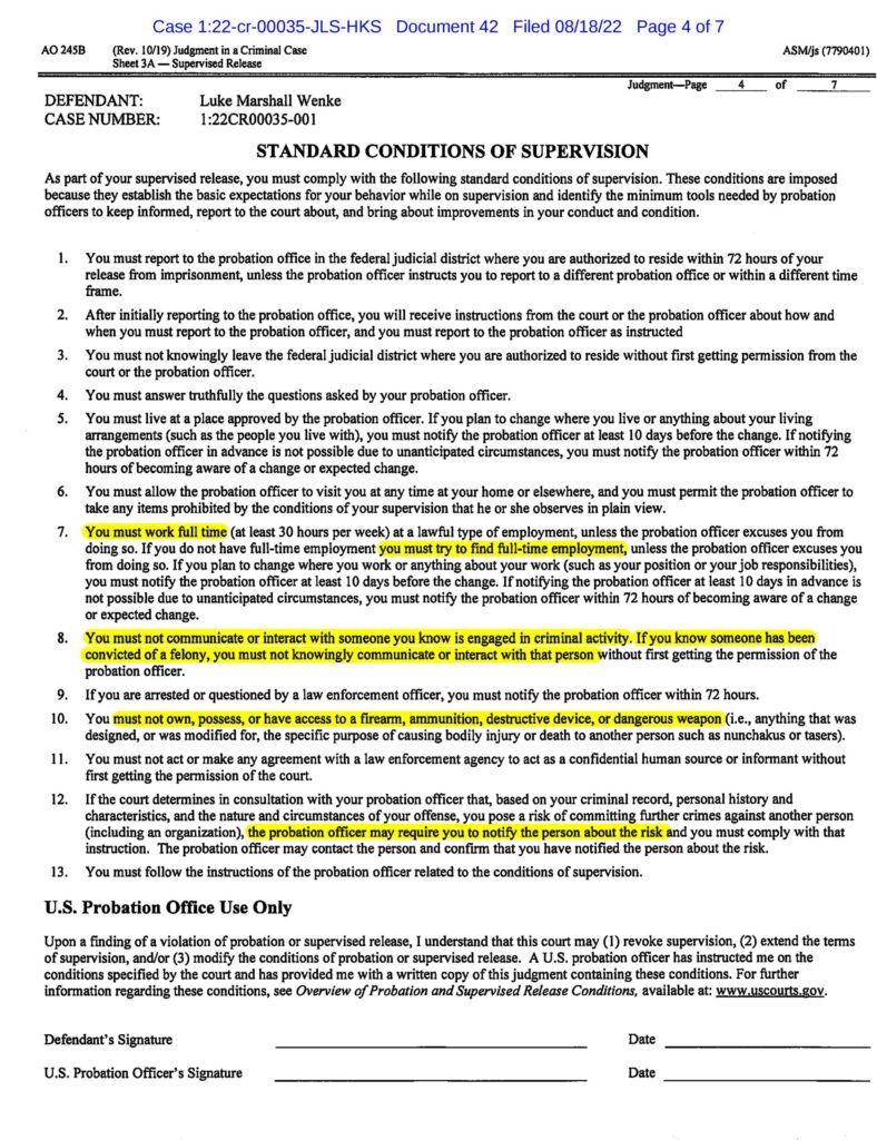 usa v. luke wenke judgment guilty of federal cyberstalking charge 2022