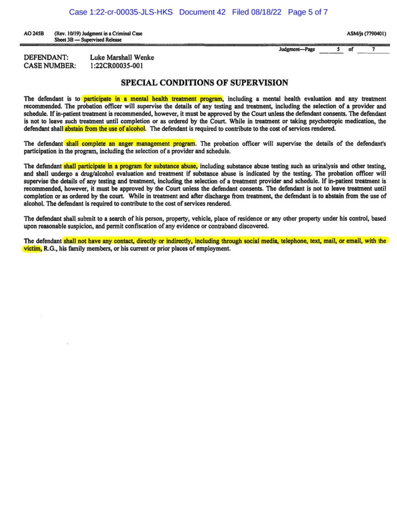 usa v. luke wenke judgment guilty of federal cyberstalking charge 2022