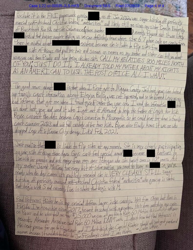 luke wenke harassing letter to victim 2023