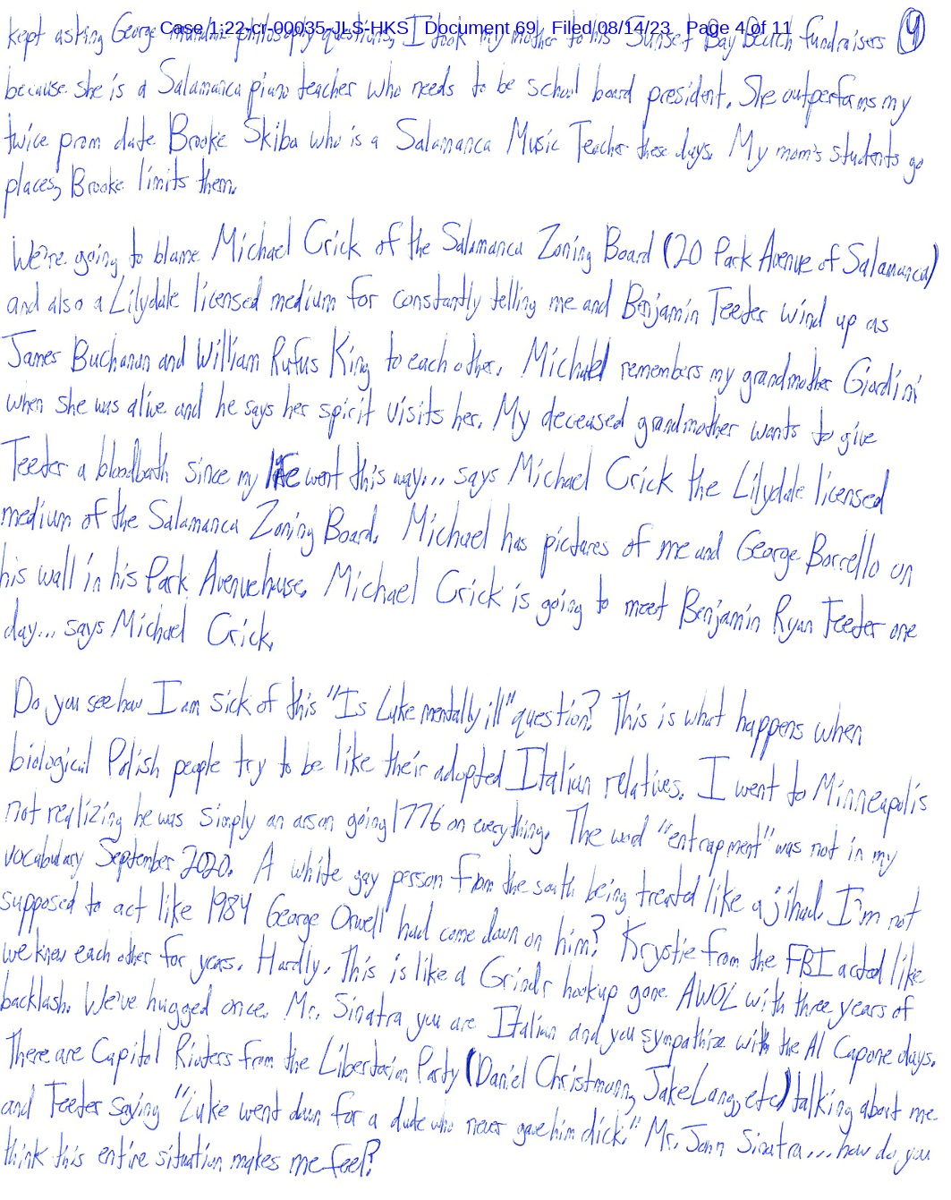a letter from luke wenke to judge john sinatra august 2023