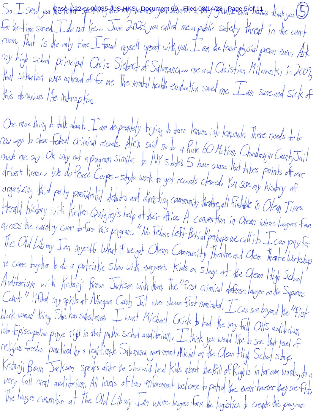 a letter from luke wenke to judge john sinatra august 2023