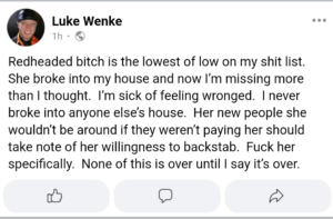 luke wenke facebook post 2023 katie obsession