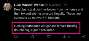 luke wenke katie obsession tweet twitter x screenshot 2023