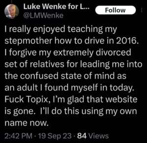 luke wenke topix tweet obsessed stalker serial stalker