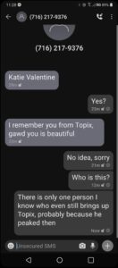 luke wenke burner topix troll obsession screenshot text message 2021 stalker