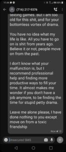 luke wenke burner topix troll obsession screenshot text message 2021 stalker