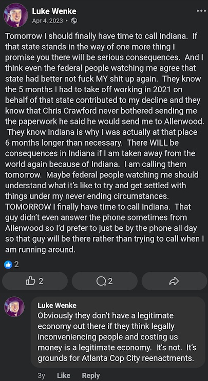 luke wenke threatens serious consequences against the authorities if he does not get his way april 2023 x/twitter screenshot