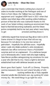 luke wenke anti-american antimilitary antiveteran 2023 facebook screenshot