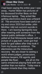 luke wenke facebook screenshot benjamin ryan teeter obsession 2023
