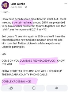 luke wenke facebook screenshot katie obsession redhead 2023 