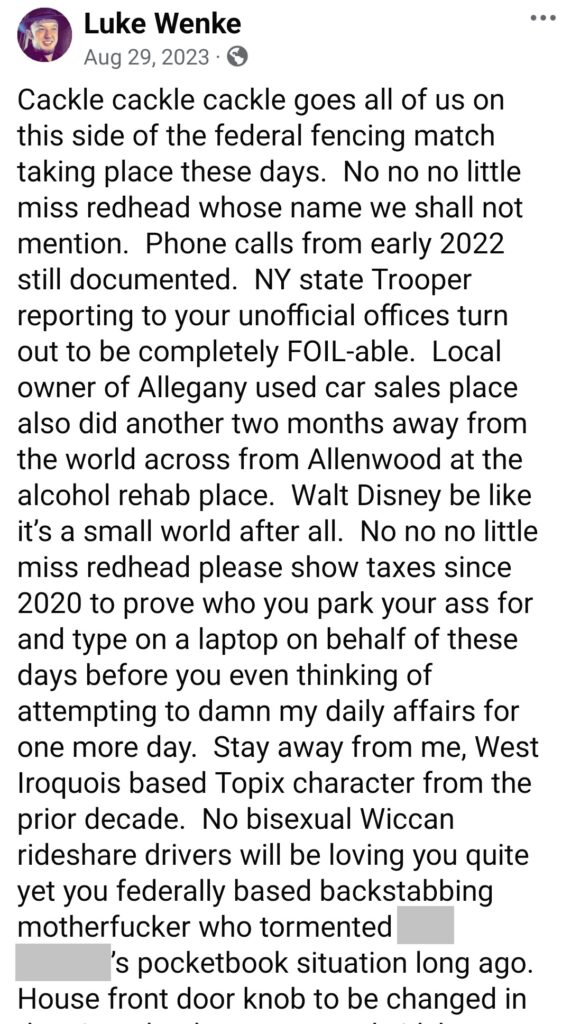 luke wenke katie obsession lies rumors 2023 facebook screenshot