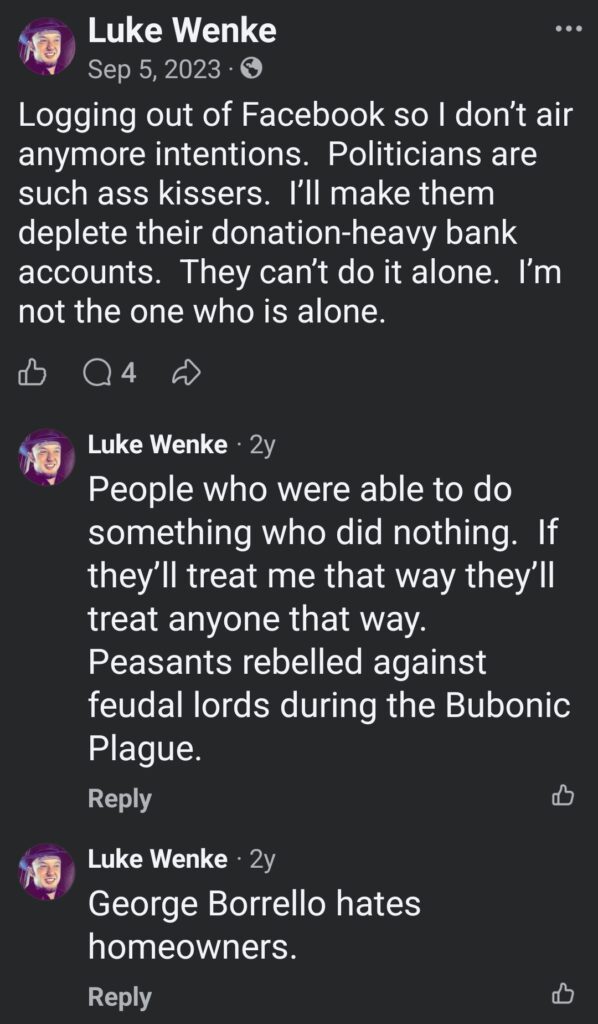 luke wenke facebook screenshot george borrello 2023