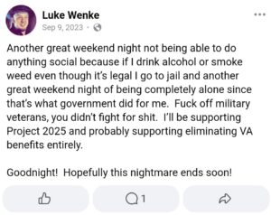 luke wenke facebook screenshot self-pity incel talk 2023