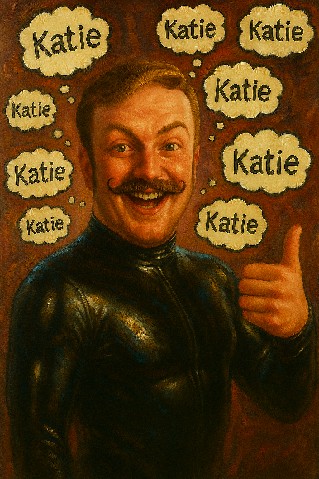 not luke wenke latex gimp suit katie obsession white man smiling