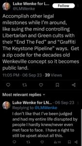 Luke Wenke facebook screenshot wenkeville 2023