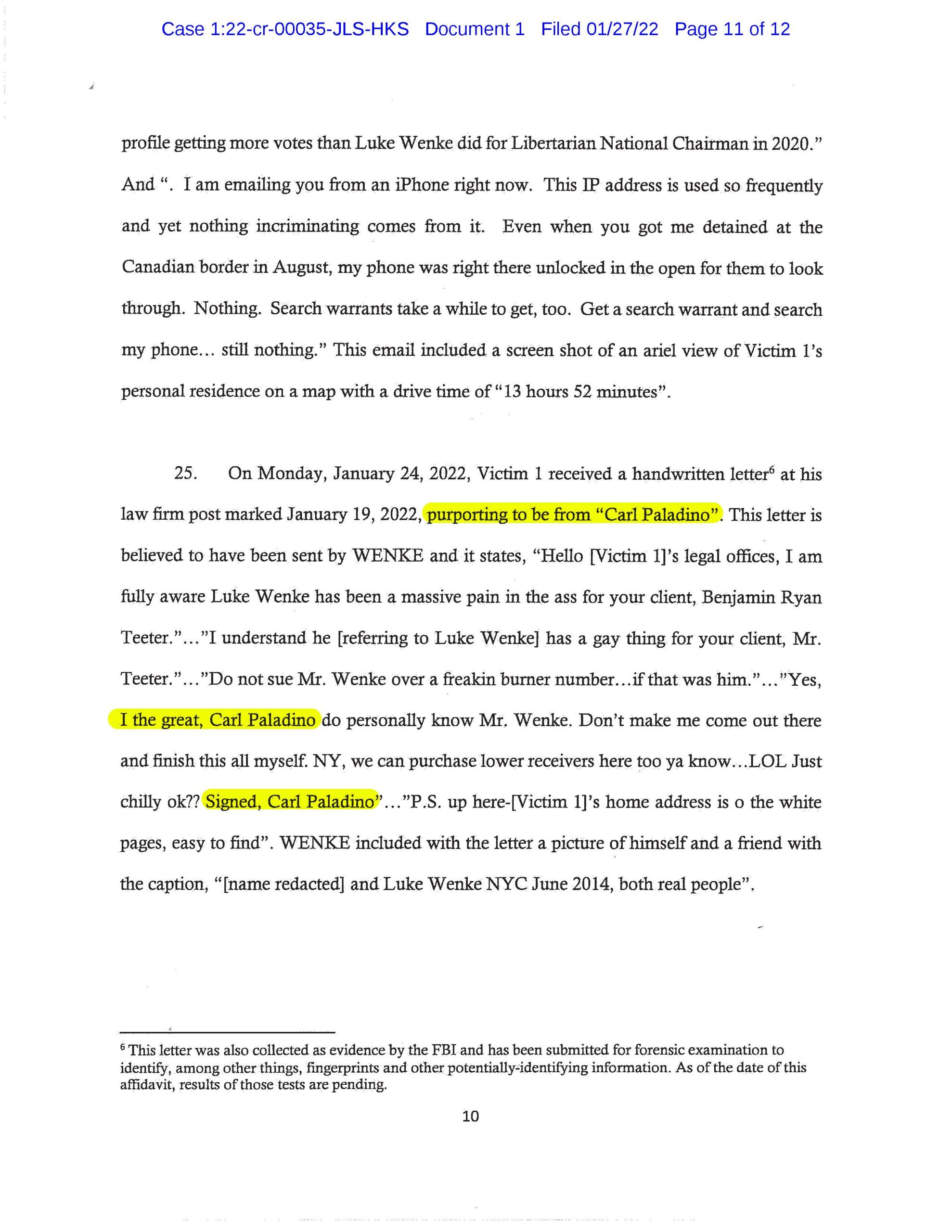 the federal government's cyberstalking complaint against luke wenke january 2022 case 1:22-cr-00035