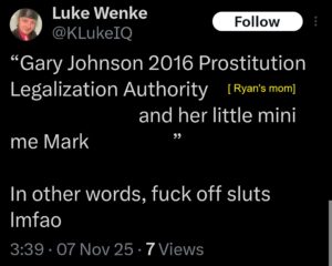 luke wenke x twitter screenshot benjamin ryan teeter obsession 2025