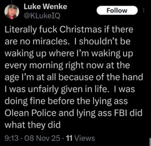 luke wenke x twitter screenshot self-pitying incel 2025