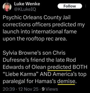 luke wenke x twitter screenshot predictions katie demise 2025