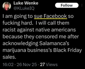 luke wenke x twitter screenshot threats to sue facebook 2025