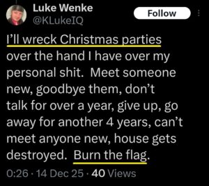 luke wenke x twitter screenshots ryan obsession threats antiamerican 2025
