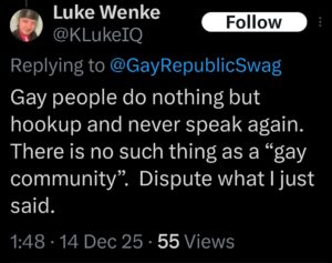 luke wenke x twitter screenshot transphobic homophobic hate 2025