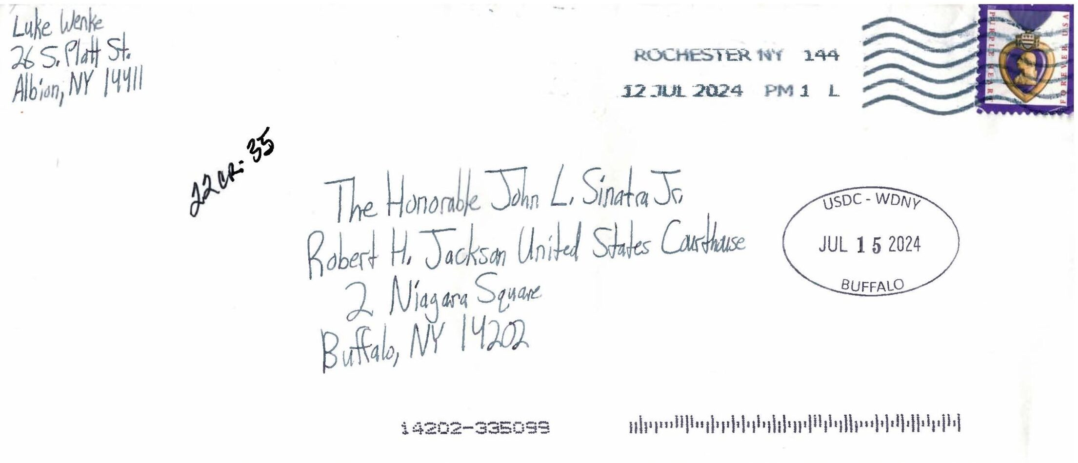 letter from luke wenke to the honorable john l. sinatra jr.; 07/15/2024