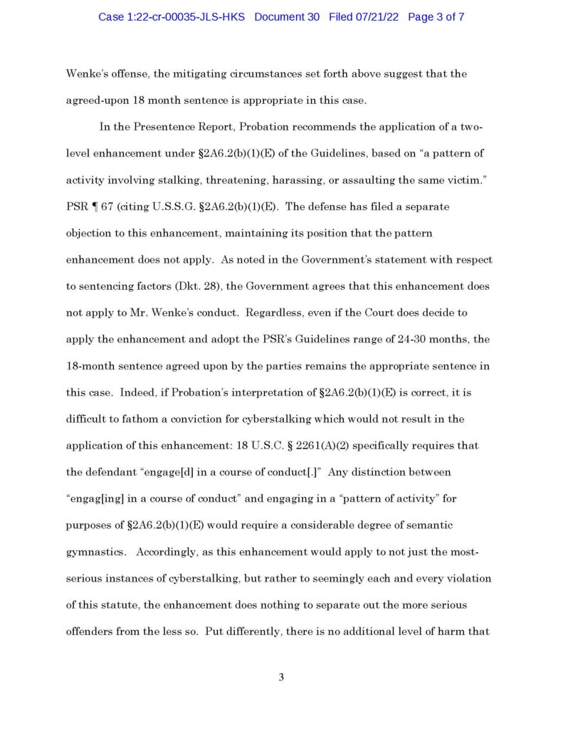 usa v. luke wenke sentencing memorandum july 2022