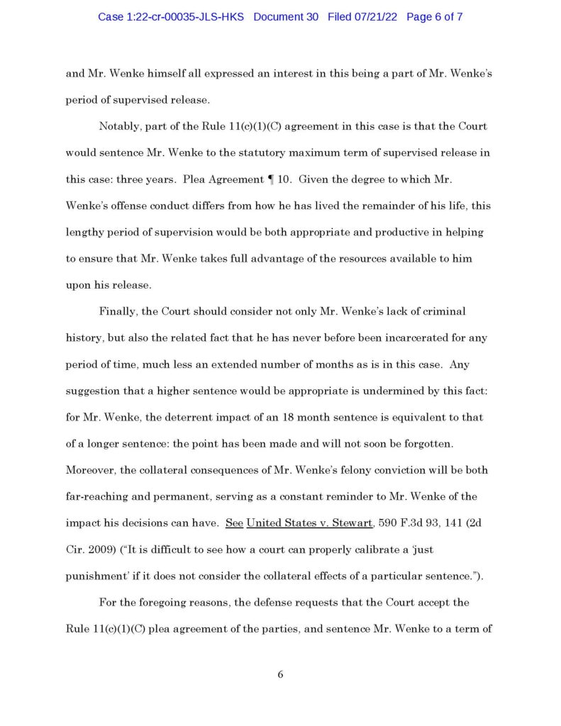 usa v. luke wenke sentencing memorandum july 2022