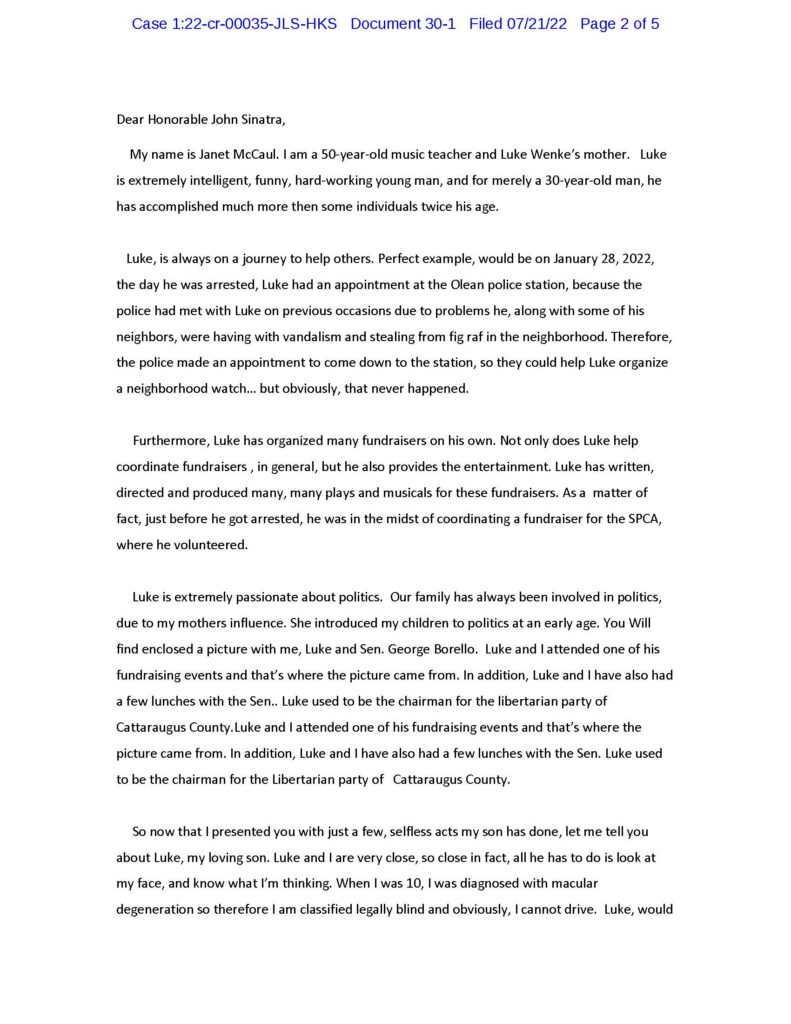 janet mccaul character letter for luke wenke 2022