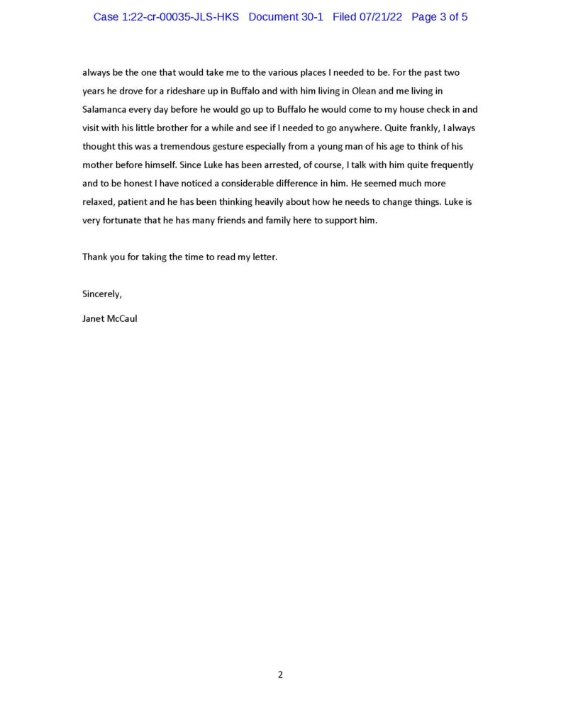 janet mccaul character letter for luke wenke 2022