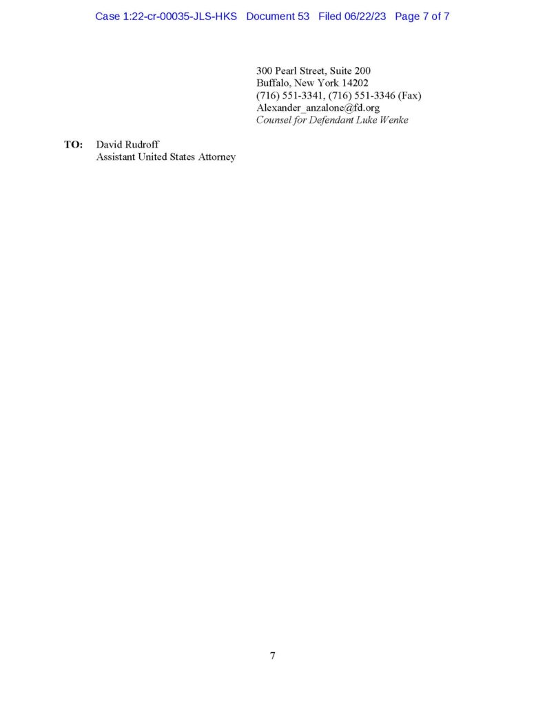 usa v. luke wenke defense argument that luke wenke did not violate probation by indirectly contacting victim