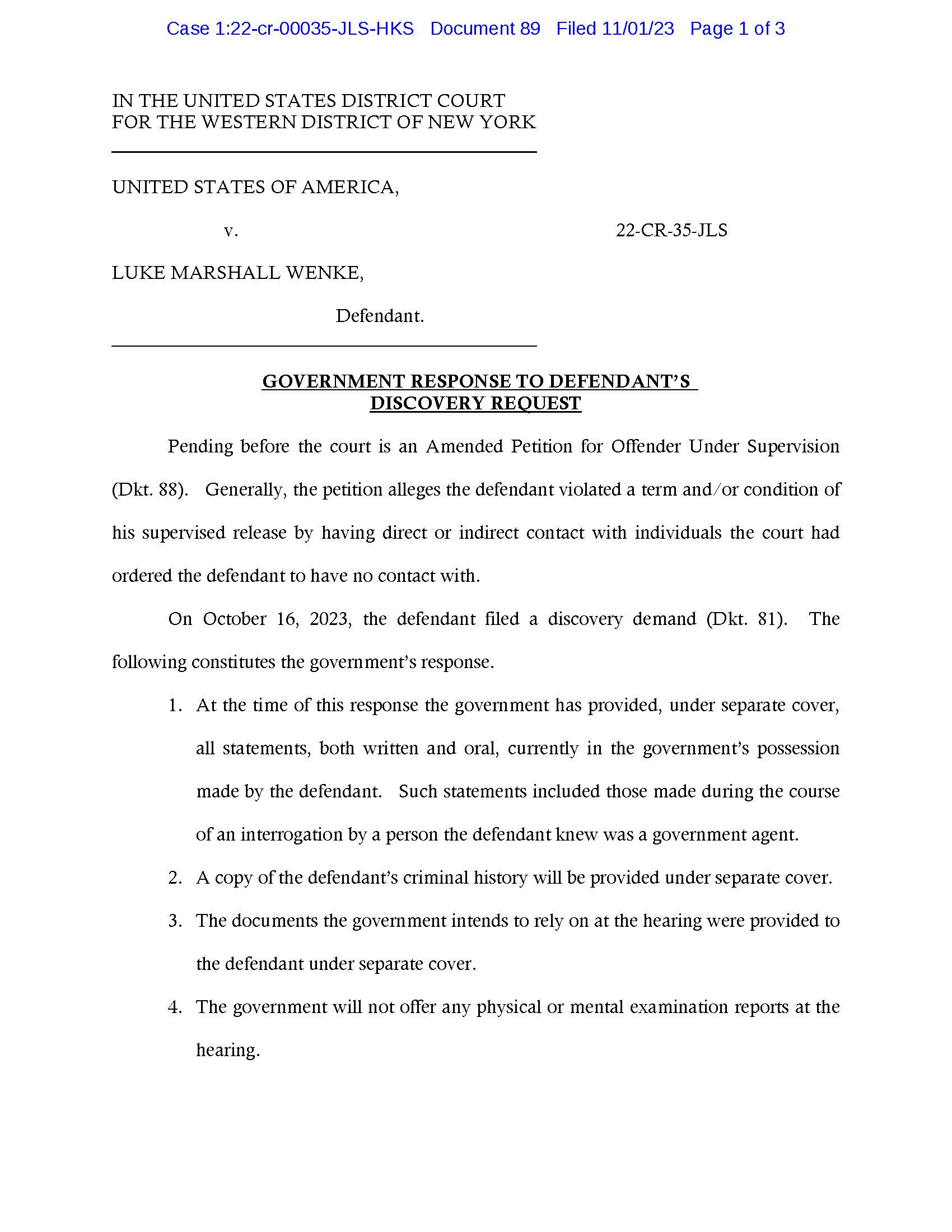 the us government's argument against forcing luke wenke's stalking victims to needlessly testify 