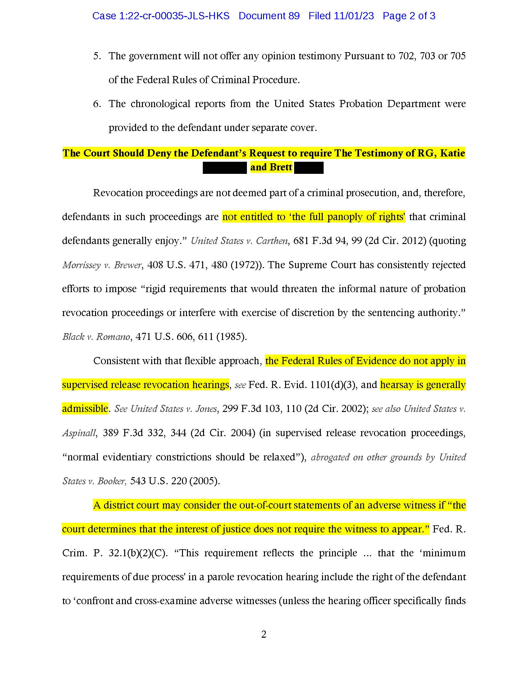 the us government's argument against forcing luke wenke's stalking victims to needlessly testify 