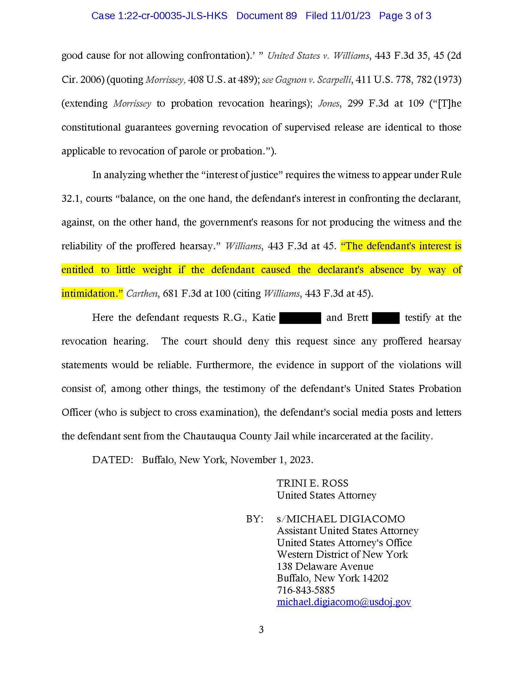 the us government's argument against forcing luke wenke's stalking victims to needlessly testify 