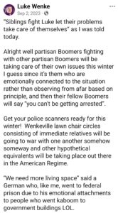 luke wenke facebook screenshot wenkeville 2023