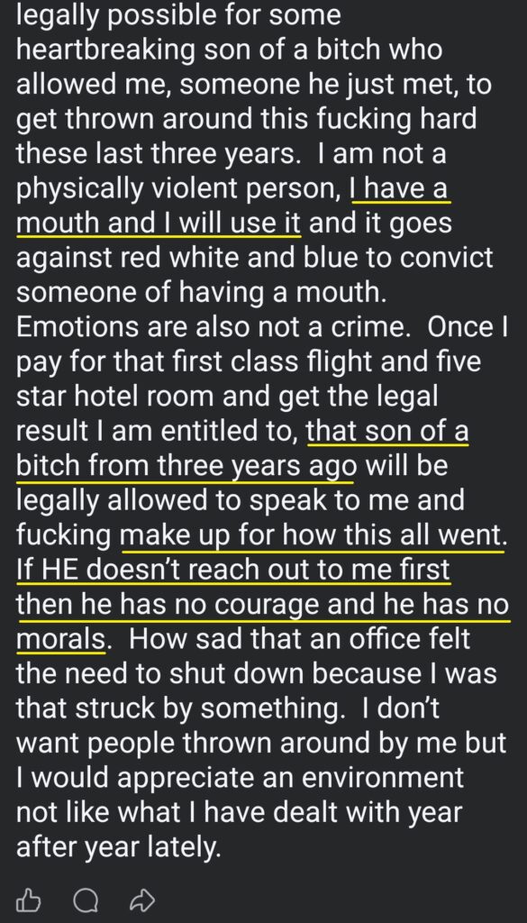 luke wenke facebook screenshot 2023 owed demands ryan obsession