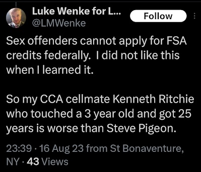 luke wenke advocates for sex offenders on x/twitter august 2023