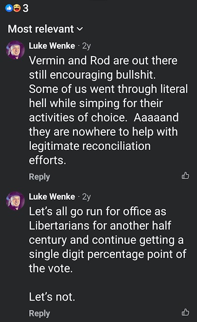 screenshot of a luke wenke facebook post about getting his ball gag back from the fbi april 2023