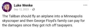 luke wenke wants the taliban to fly a plane into a minneapolis skyscraper september 2023
