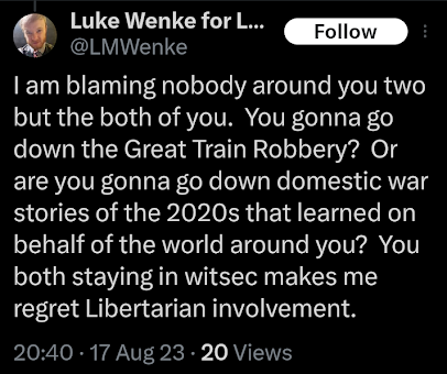 luke wenke blames stalking victim benjamin ryan teeter for his legal problems august 2023