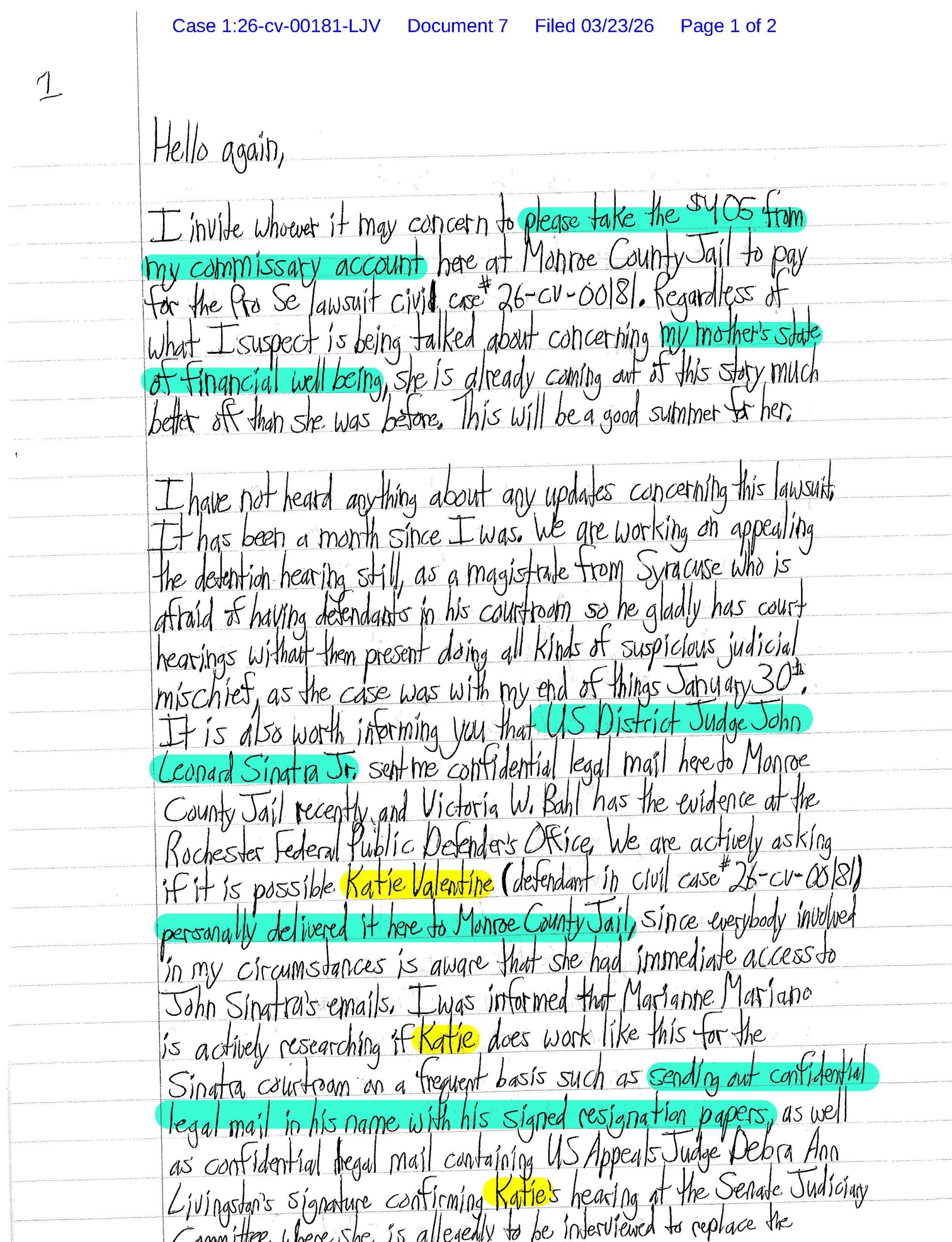 letter from luke wenke to the court about lawsuit against stalking victim katie valentine 