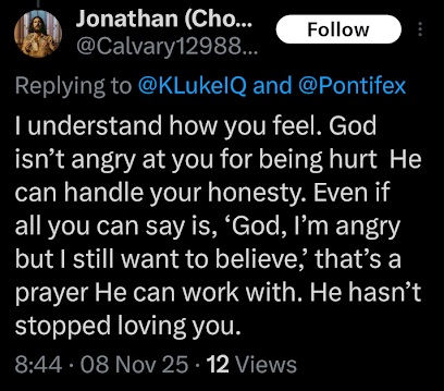 religious weirdo comforting luke wenke on x/twitter november 2025